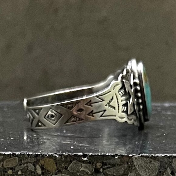 Vintage Native American Sterling Silver Turquoise Open Cuff Bracelet - Picture 6 of 9